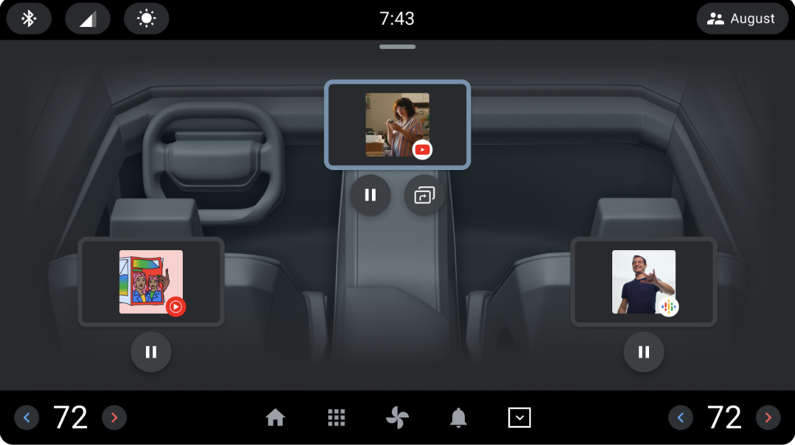 显示车辆中多个显示区域的控制中心应用。
