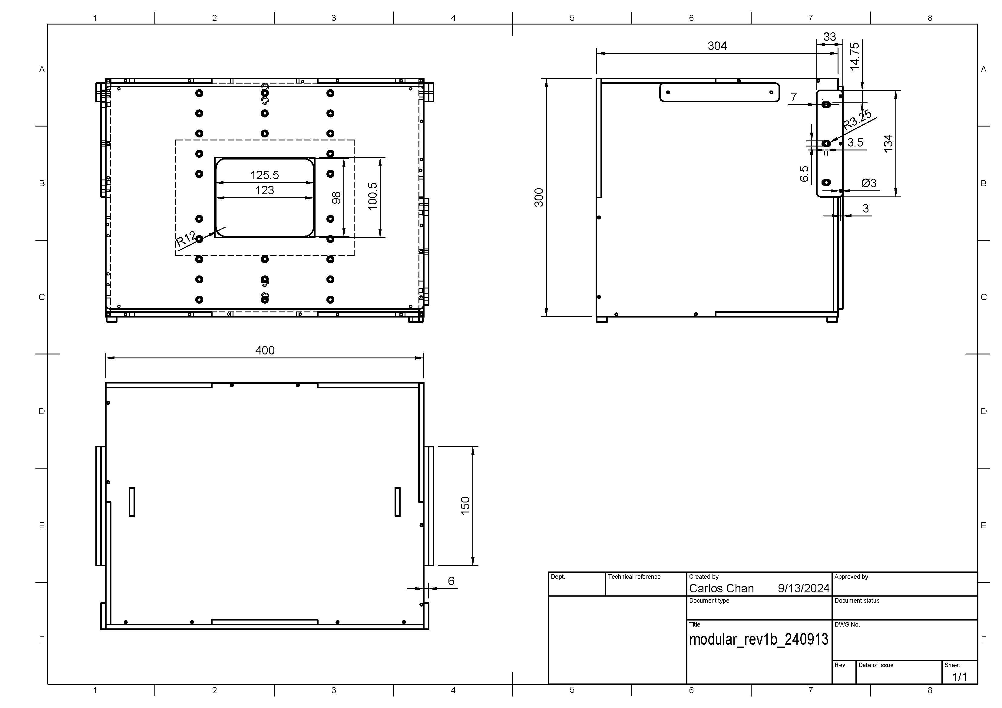 Mechanische Zeichnung von ITS-in-a-box