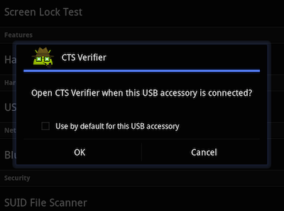 Test dell&#39;accessorio USB di CTS Verifier