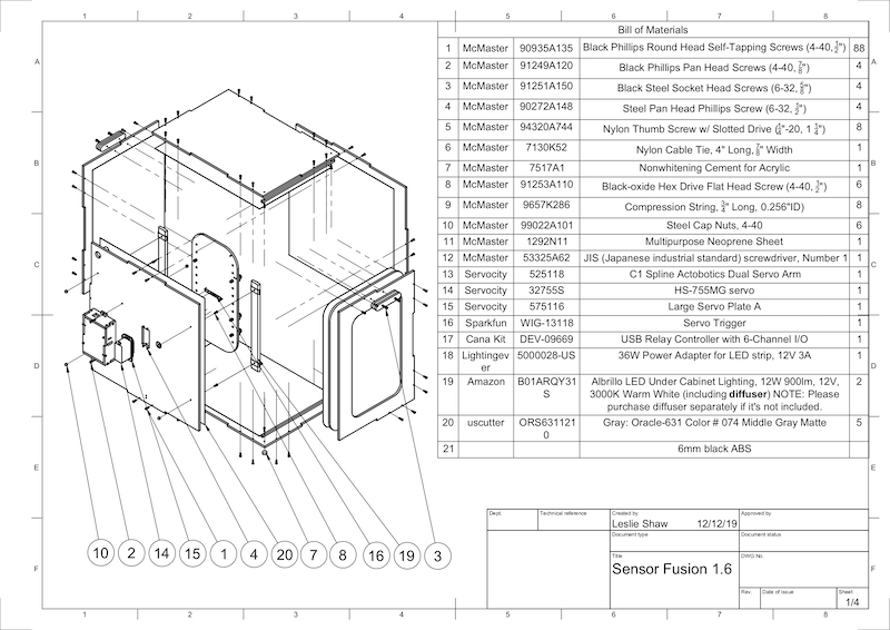 ภาพวาด CAD ของคอมโพเนนต์ Sensor Fusion Box