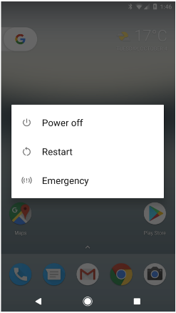 Menu działań globalnych z wybraną opcją Alarm
