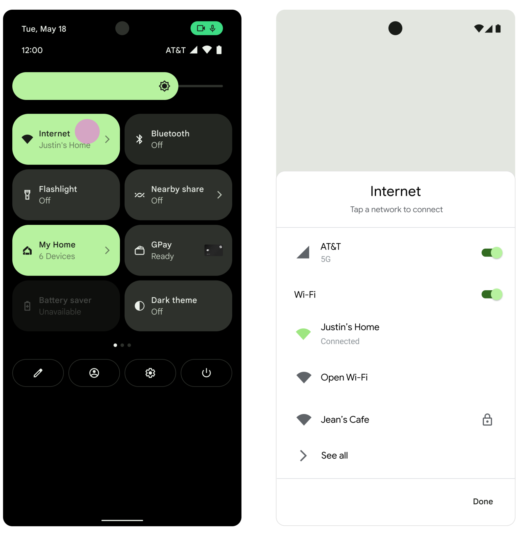 Плитка «Интернет» в меню быстрых настроек