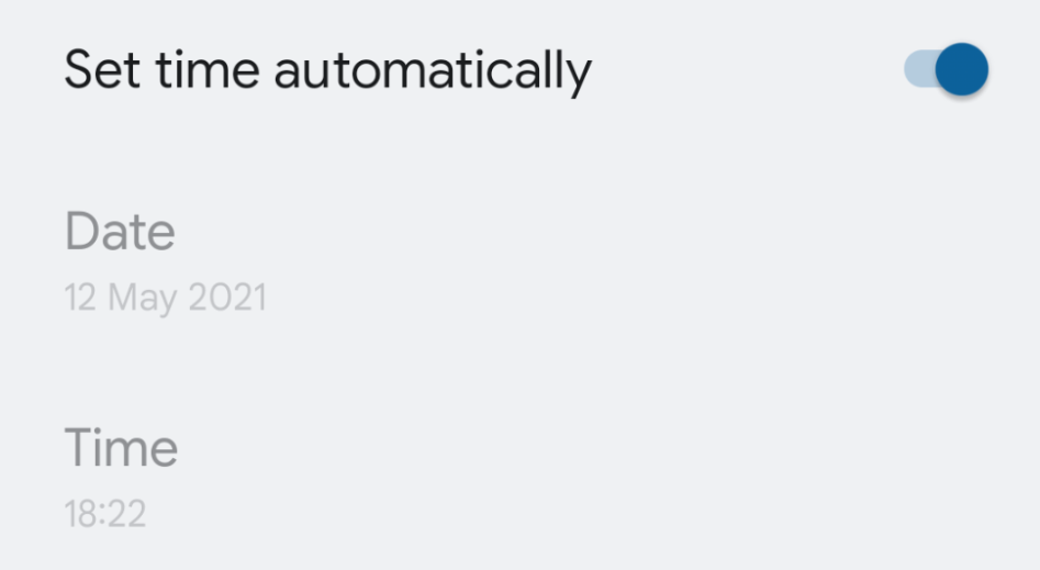 Detecção automática de hora em
Configurações