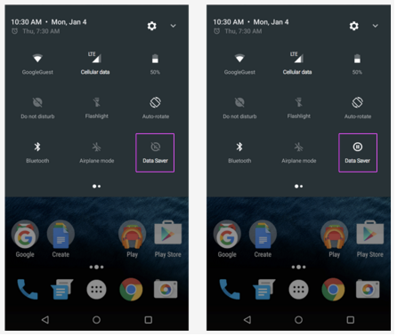 क्विक सेटिंग में डेटा बचाने की सुविधा
