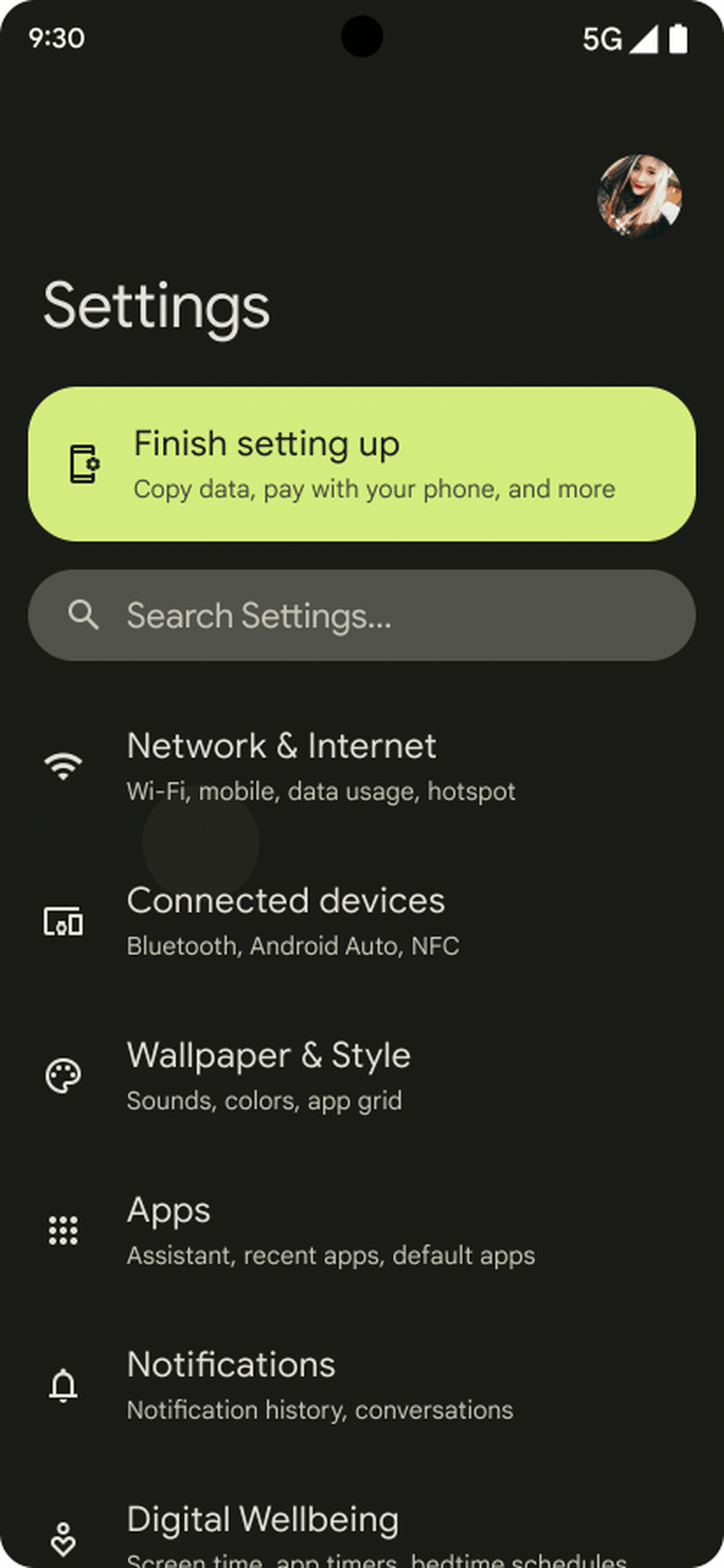 Overscroll di Material You