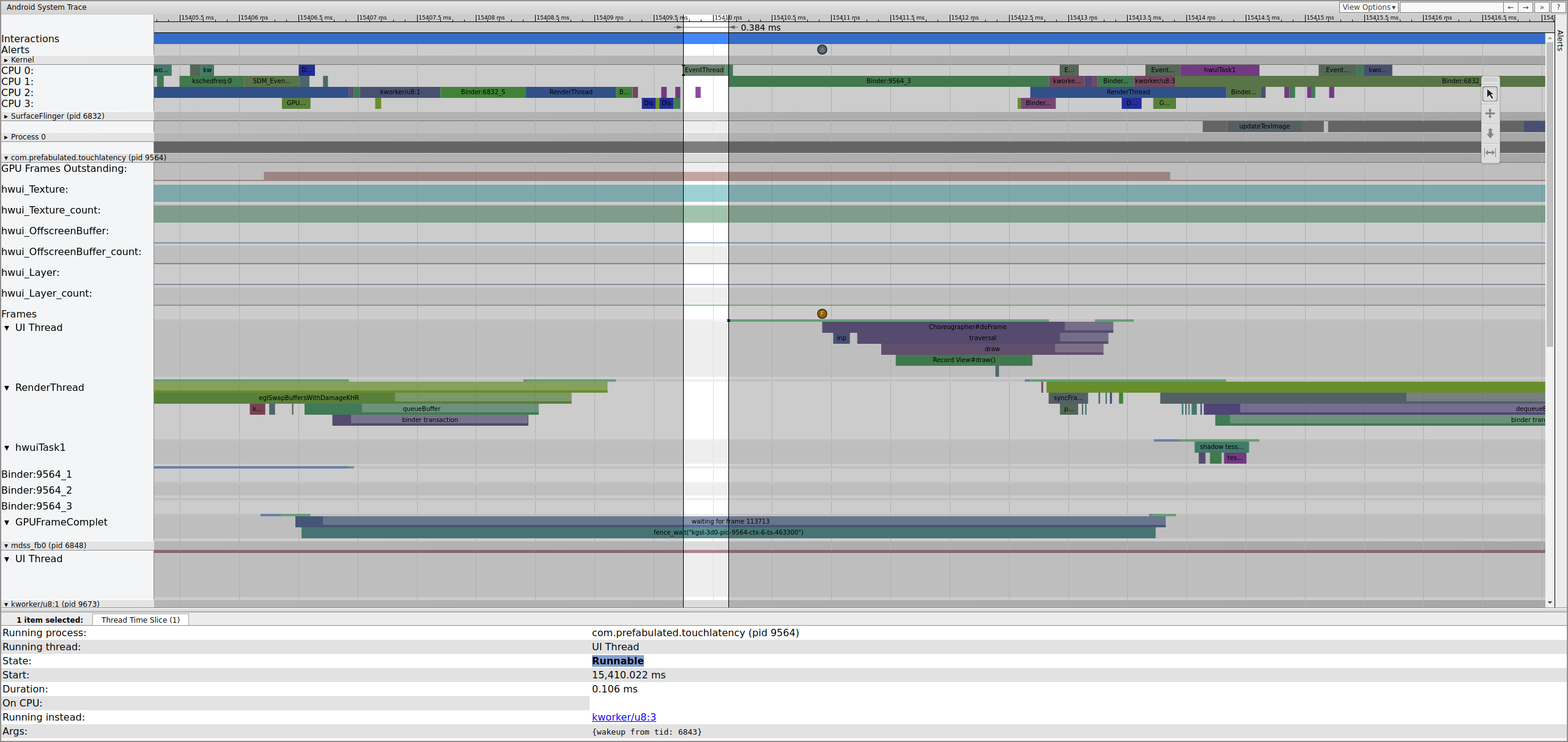 Subproceso de IU para TouchLatency