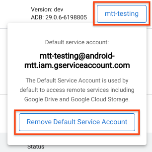 Modifica service account