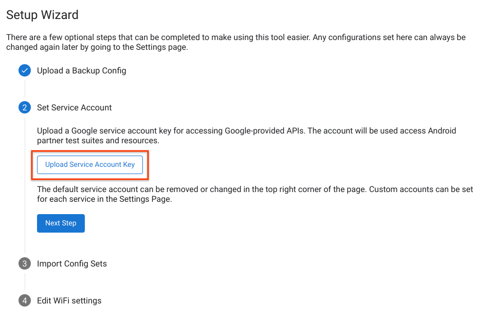 Configura la cuenta de servicio
