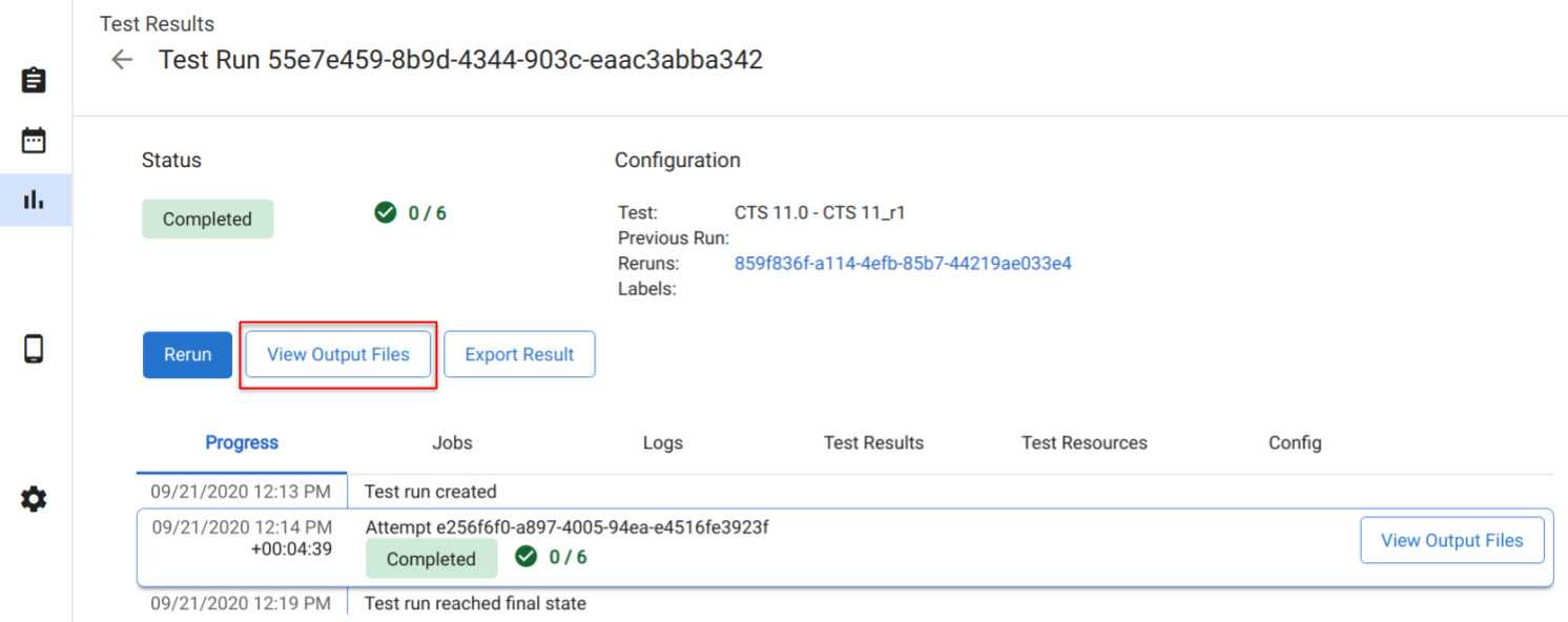 תוצאות של הרצה לניסיון