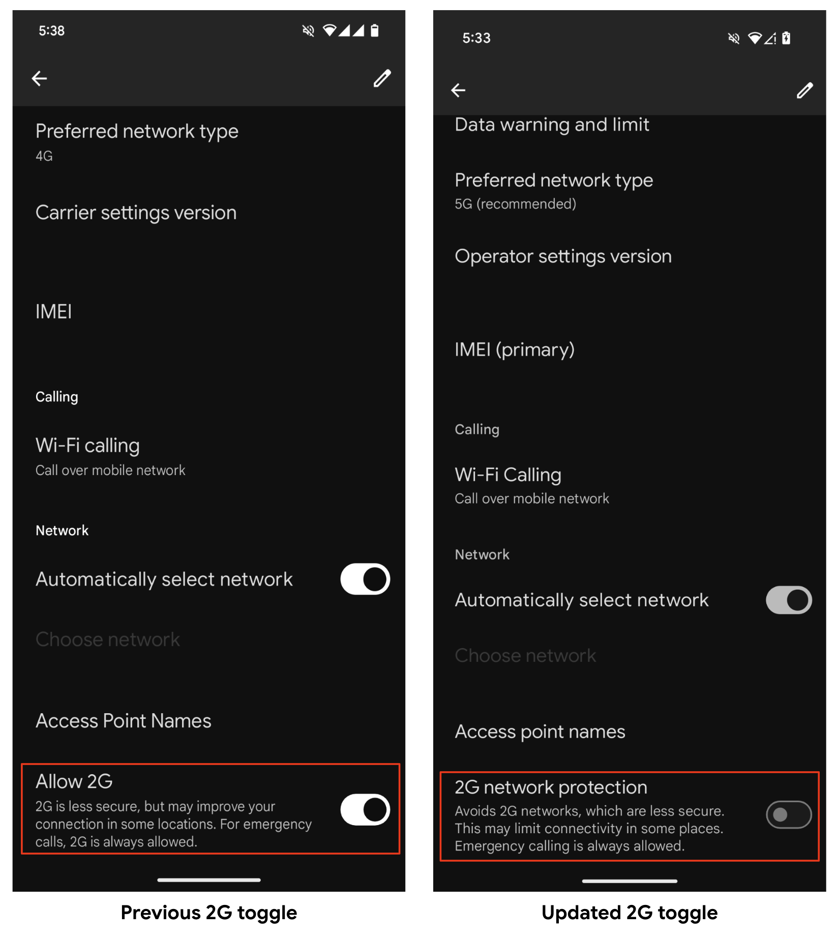 SIM ayarlarında 2G&#39;yi açma/kapatma