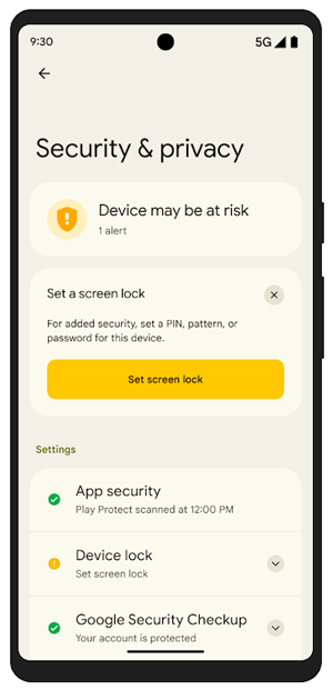 নিরাপত্তা এবং গোপনীয়তা সেটিংস Security & privacy settings